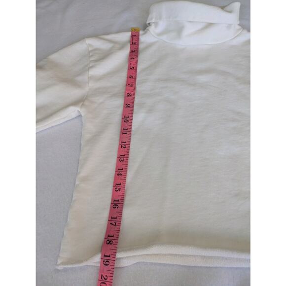 Emerson Fry Sweatshirt Raw Edge White Turtleneck XS Minimalist Crop Luxe Top - Picture 9 of 10